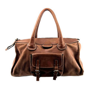 Chloe Edith Brown Leather Oversize Tote Shoulder Bag Vintage